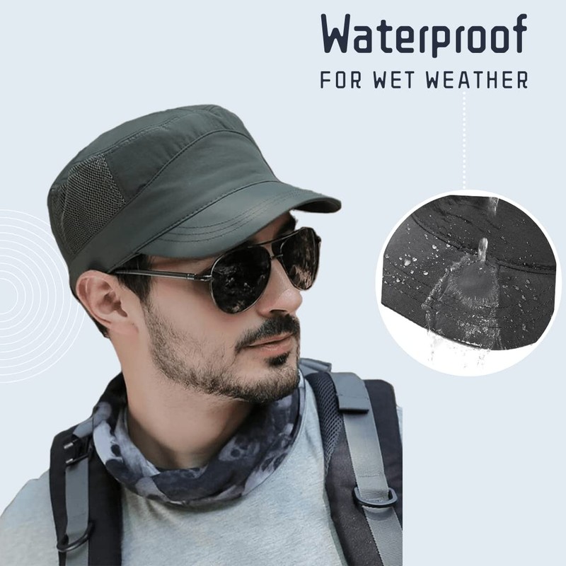 Pyrafox Men's Waterproof Army Cap M-XXL Large Head Military Hat,