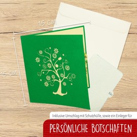 LINPOPUP®, LIN17747, Pop Up Card Tree Birthday Greeting Cards Flowers Folding Card Birthday Card Mother's Day Card Father's Day Thank You Good Luck Get Well Farewell, Wishing Tree, N393