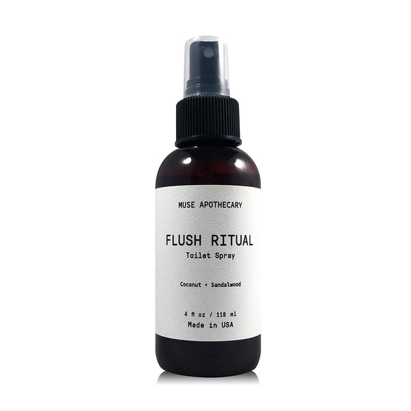 Muse Bath Apothecary Flush Ritual - Aromatic & Refreshing Before You Go Toilet Spray, 4 oz, Infused with Natural Essential Oils - Coconut + Sandalwood
