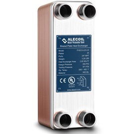 ALECOIL 3"x8"-20 Plates Heat Exchanger with 3/4" MPT Port Water to Water 316L Stainless Steel Brazed Plate Heat Exchanger for Water Heating, Floor Heating, Industrial and Commercial Refrigeration