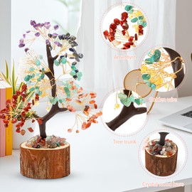 Fouvin Crystal Tree Gemstone Tree Feng Shui Money Tree, Spiritual Gifts Gemstone Tree of Life Decoration, Lucky Tree Home Decor Crystal Tree, Feng Shui Decorative Desk Decoration (Colourful)