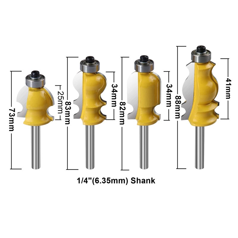 ROOCBIT 1/4-Inch Shank Architectural Molding Router Bit Set Carbide Sculpture