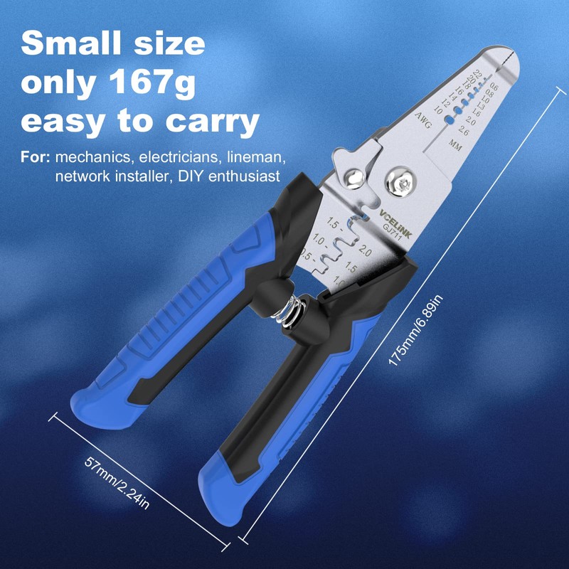 VCELINK 3 in 1 Wire Stripper Cutter Electricial, 6 inch