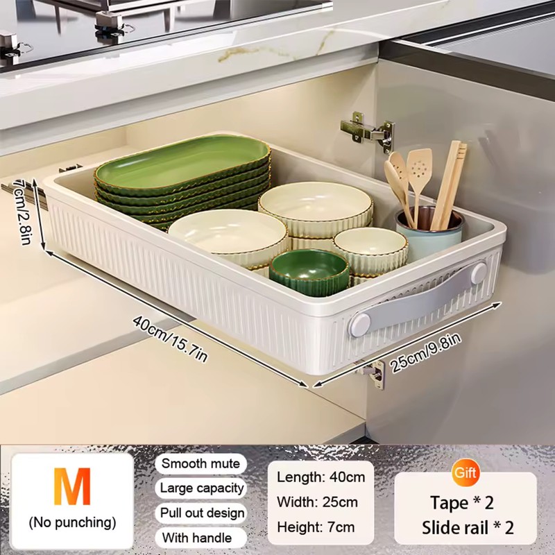 Durable Kitchen Cabinet Sliding Cabinet Shelf with Slide Rails Drawer