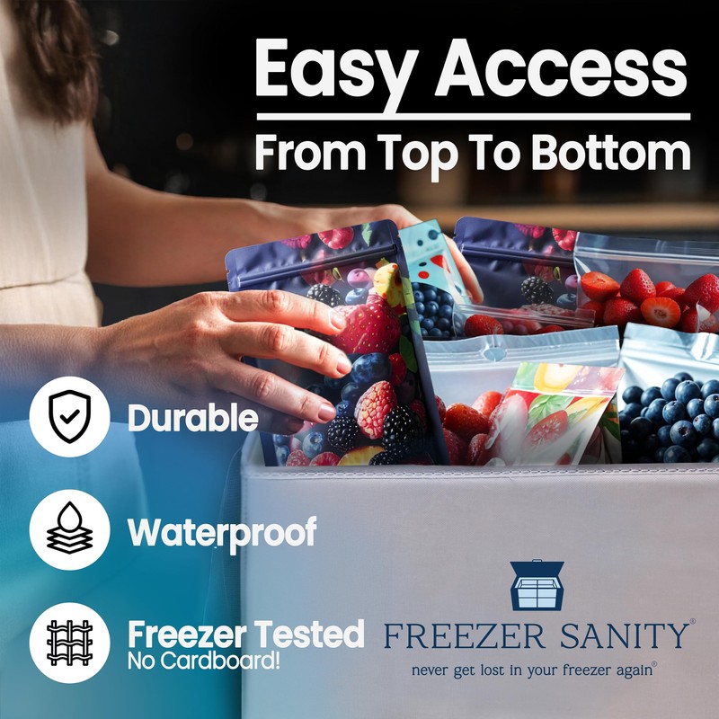 FREEZER SANITY The Original Chest Freezer Organizer Bins, Stackable Storage