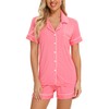 Women's Shorts Pajama Set Short Sleeve Sleepwear Nightwear Pjs Coral