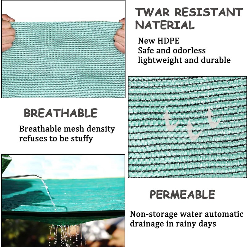 70% Green Shade Cloth with Grommets, 12 FT X 18