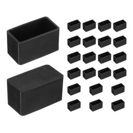 sourcing map 24pcs Rectangle Chair Leg Caps PVC Chair Leg Floor Protectors Non-Slip Chair Feet Covers for Hardwood Floors Furniture Protectors, Black, 20 x 40mm