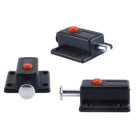 Durlo 4 pcs Black Plastic Door Latch with Push Button and Spring Automatic Door Bolt, for Doors, Windows, Fences, Storage Boxes, (36 mm x 37 mm)