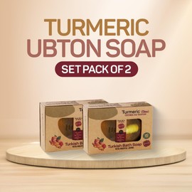 Natural Turmeric Ubton Soap on a Rope Bar for Face and Body, Oriental Aroma, 90g, Pack of 2