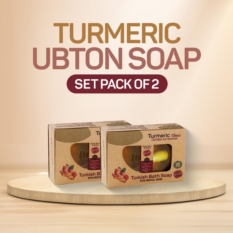 Natural Turmeric Ubton Soap on a Rope Bar for Face