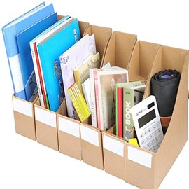 Fayemint Pack of 6 Magazine Files, Cardboard Magazine Holder, Standing Folder, Archive Standing File, 5 Levels Kraft Paper, Desktop Storage Box for Desk, Archive and Storage