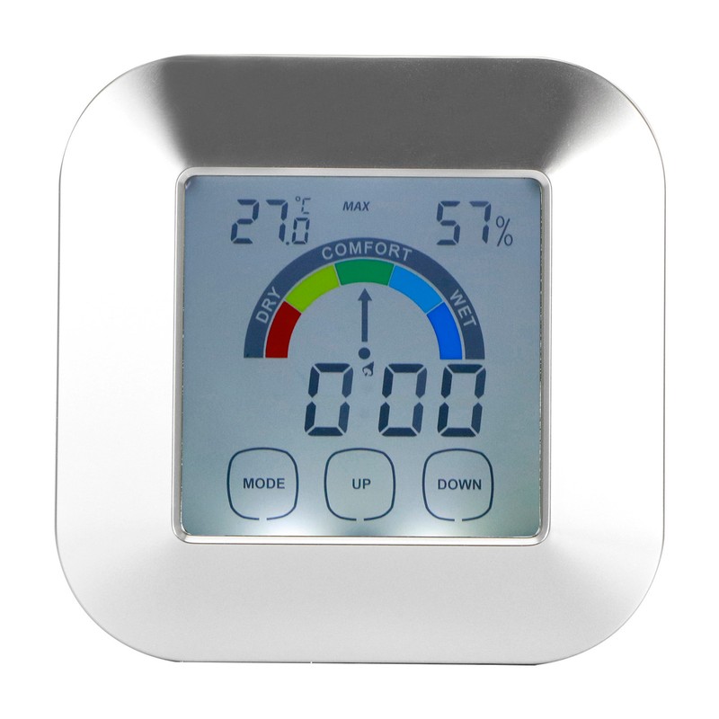 Indoor Touch LCD Screen Thermometer Hygrometer Electric Alarm Clock for