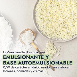 HEBBE - Cera Lanette N 1 kg | Mejora Distribución de Producto | Crea Emulsiones Sedosas | Buen Agente Hidratante | Uso en Bajas Concentraciones | Cont