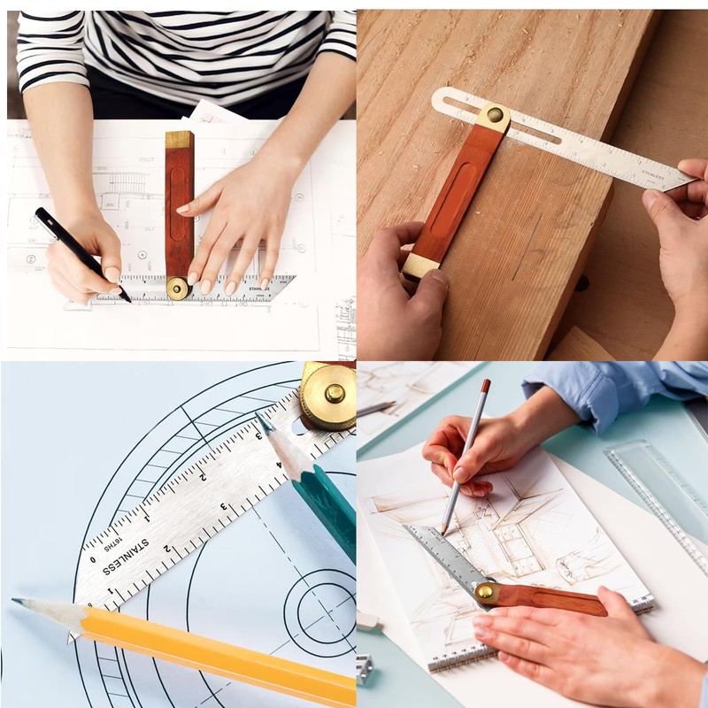 Adjustable Carpentry Square Bevel Gauge T Bevel Blade Ruler with