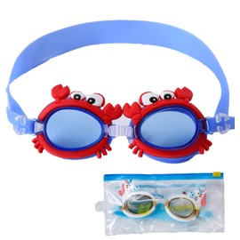 June Sports Cute Kids Swimming Goggles, Clear Vision Waterproof UV Protection Triathlon Swim Goggles No Fog with Free Protection Case for Children Teens,Multiple Cute Cartoon Styles Red Blue Crab SG7