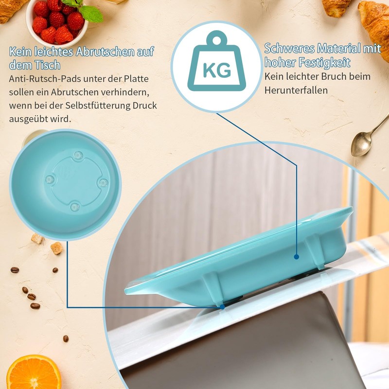 Ehucon Non-Slip Adaptive Scoop Plate with Extra Wall, Leak-proof Melamine