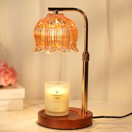 Funistree Candle Warmer Lamp with Timer, Birthday Gifts for Women Momm, House Warming New Home Room Decor, Height Adjustable Lotus Flower Candle lamp for Jar Scented Candles with 2 Bulbs