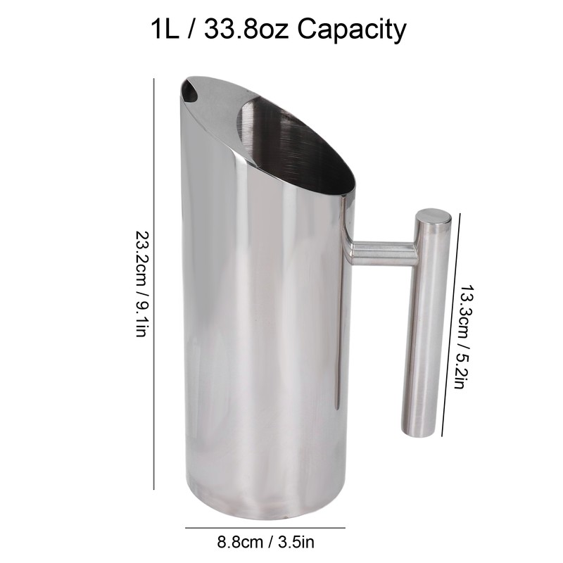 Stainless Steel Water Tie Pot Cold Drinking Pitcher with Ergonomic