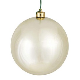 Vickerman Shiny Finish Seamless Shatterproof Christmas Ball Ornament, UV Resistant with Drilled Cap, 6 per Bag, 4", Champagne
