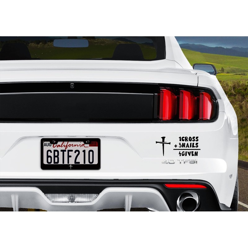 1pcs Black Cross of Nails Pattern License Plate Frames -