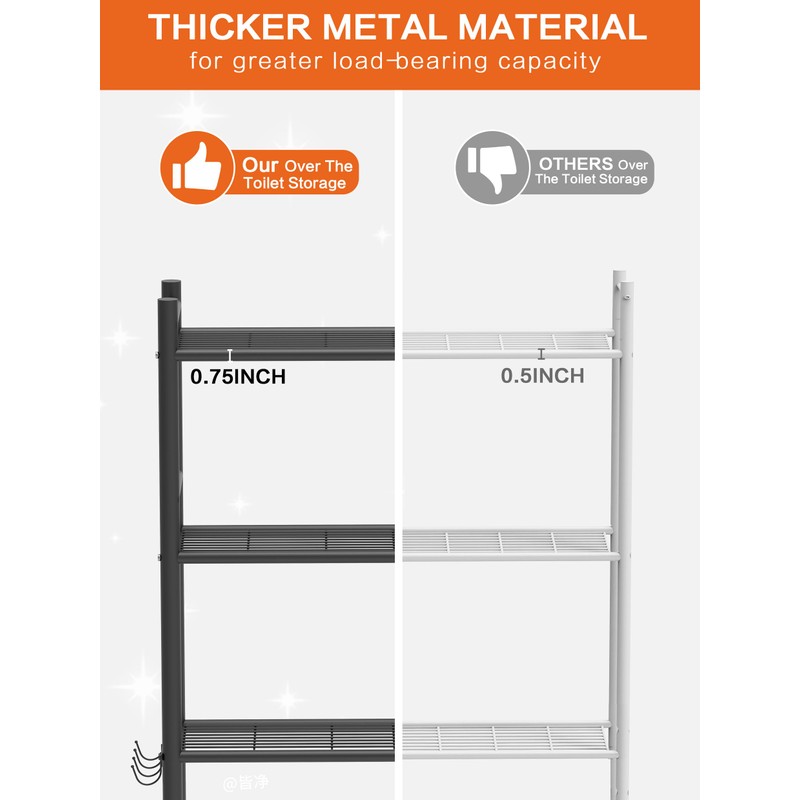GloTika 3-Tier Over The Toilet Storage, Space Saver Metal Bathroom