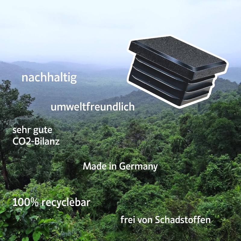 4 x Square Lamellar Plugs, Made in Germany, Pipe Covers