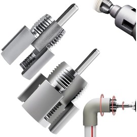 Yeanifeana 2Pcs Integrated Internal & External Pipe Threading Tool, Dual-Function Pipe Thread Cutting Tool, 1/2'' 3/4'', Electric Drill Compatible PVC & Plastic Pipe Threader Kit for Home Repair