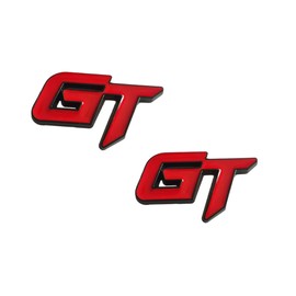 2X GT Logo Car Emblem 3D Metal Badge Auto Racing Sport Sticker Tourer Decal (Black red)