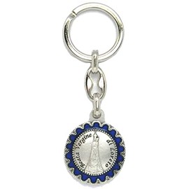 Generico 50.500.31 026BASBLU Key Ring Round Tip Glazed Blue Blessed Virgin Madonna of Loreto and Loreto Basilica Silver, Silver / black