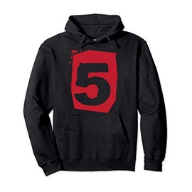 Large Color Red Maroon Number 5 Five Pullover Hoodie