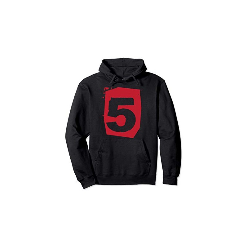 Large Color Red Maroon Number 5 Five Pullover Hoodie