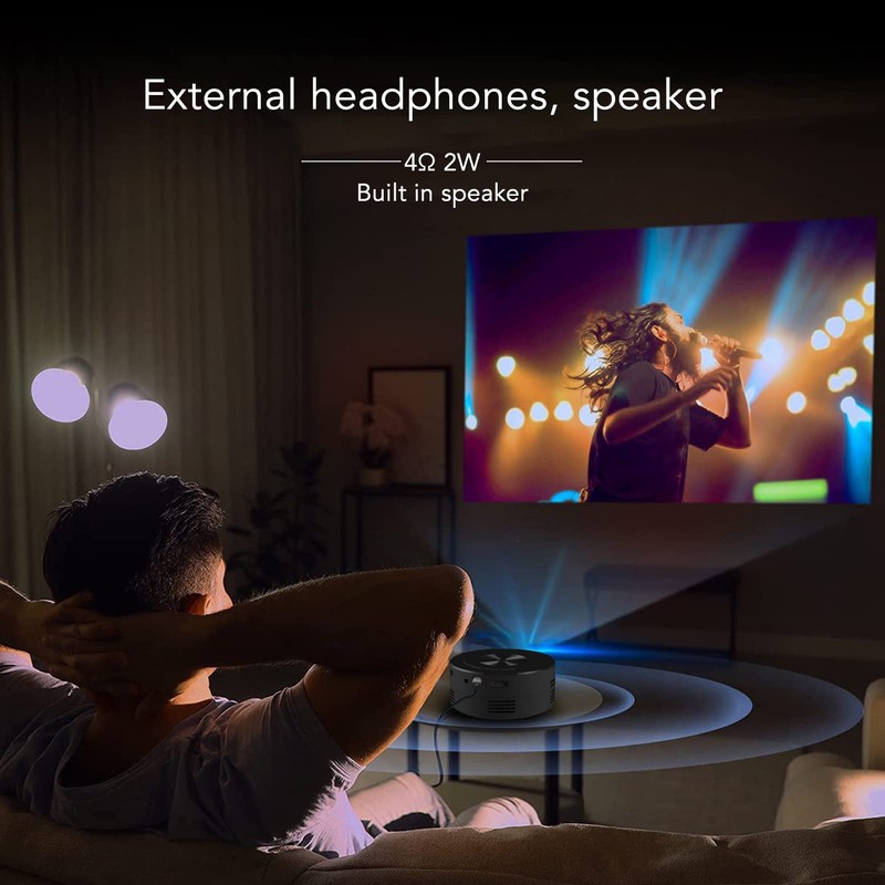 Mini LED Projector, 1080P Portable Movie Projector with Same ScreenFunction