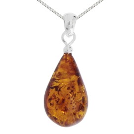 Ostsee-Schmuck Necklace with Pendant - Teardrop Approx. 20 mm Long - Silver 925/000 - Amber, Amber
