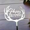 Decoración para tarta de cumpleaños de Antlers (acrílico plateado espejo)