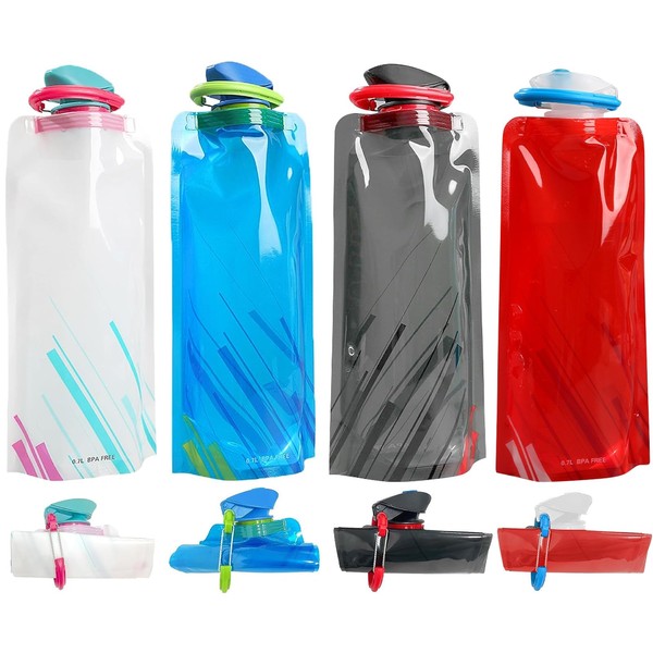 HDAKDDHG Collapsible Water Bottle, 4PCS 700ML Folable Water Bottles, BPA
