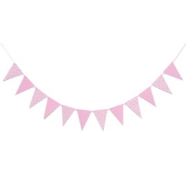 Costume Bay 12pcs Triangular Flags Pennant Banner Bunting Banner | Reusable and Stylish for Party Wedding Christmas Birthday Bedroom Decoration (Triangle Flag Banner - Pink, ONE)