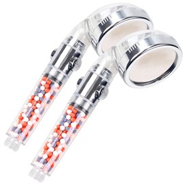 BadeStern Shower Head Bathroom: Set of 2 Water Saving Shower Head with Filtration, Pressure Increase (Wellness Shower Head, with Water Stop)