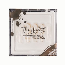 The Nailest - Instant Luxury Acrylic Press-on Nails-C-curve Long Coffin- White Quartz