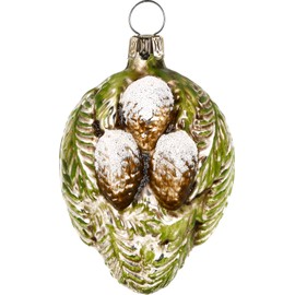 Glass 'Branches with 3 Large Pine Cones' Patinated