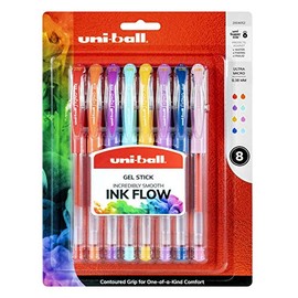uni-Ball Signo DX Gel Pens, Ultra Micro Point (0.38mm), Assorted Colors, 8 Count