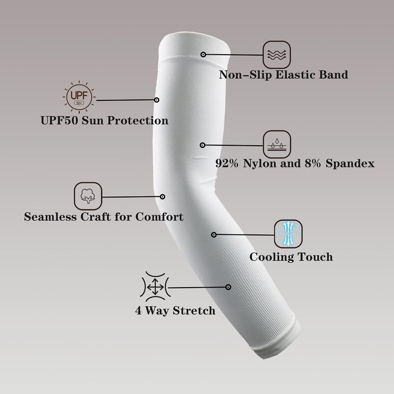 YUDEWAY arm sleeves (6 Pairs White)