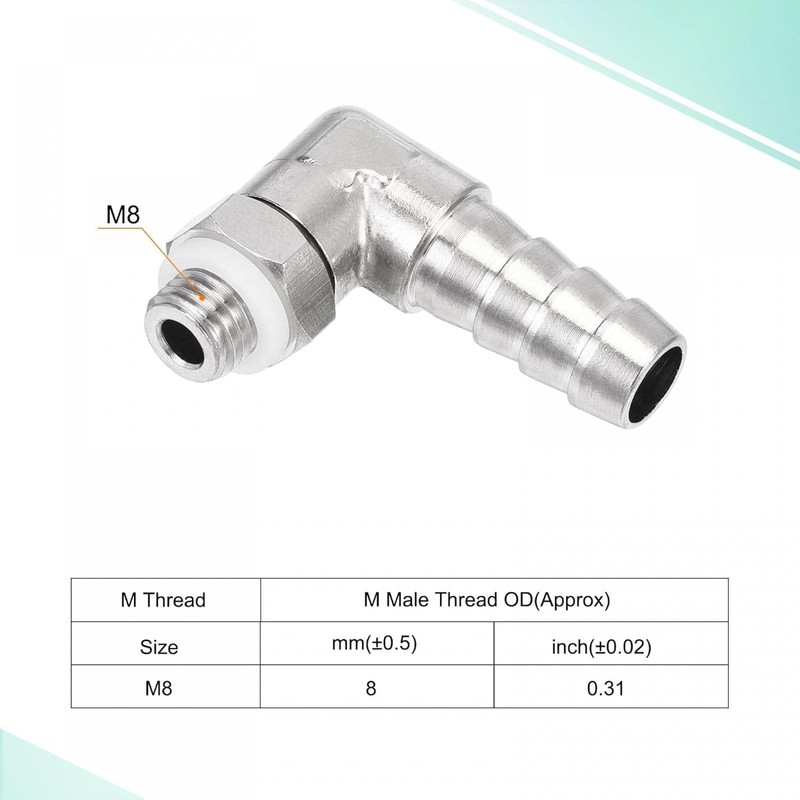 TA-VIGOR 1Pcs Nickel-Plated Copper Hose Barb Fitting Elbow 8mm Barbed