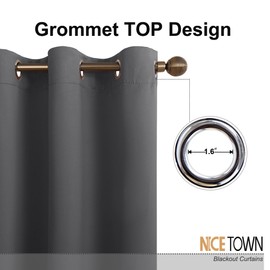 NICETOWN Blackout Blind for Living Room - (Grey Color) Window Drape Energy Efficient Curtain Panel Home Decoration, W52 x L95 Inch, 8 Grommets/Rings Top, Single Piece