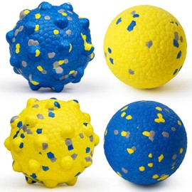 Moonorange Dog Tennis Balls for Aggressive Chewers, Indestructible Durable Bouncy Interactive Toy for Dogs Fetch Game Lightweight Floating Outdoor Training(Yellow+Blue Mixed Large)