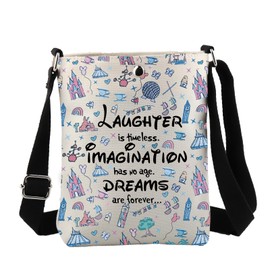 JYTAPP Vacation Trip Gift Magic Kingdom Travel Crossbody Bag Laughter is Timeless Imagination Has No Age Dream Are Forever (beige)
