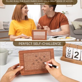 10,000 Savings Challenge Box，Cash Vault Wooden Savings Box，Cash Saver Box，Coin Counter Piggy Bank，Wooden Piggy Bank Coin Bank with Counting Target,Wooden Coin Bank for Boys and Girls | Calefow