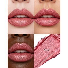 Erinde Lápiz Labial Mate con Purpurina Metálica, Tinte Labial Duradero,A04#