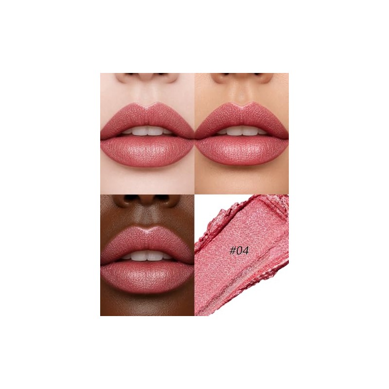 Erinde Lápiz Labial Mate con Purpurina Metálica, Tinte Labial Duradero,A04#
