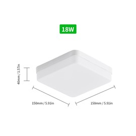 LEDs Ceiling Light Flush Mounting 18W Square Ceiling Lamp for Kitchen Bedroom Hallway (6500-7000K White Light)